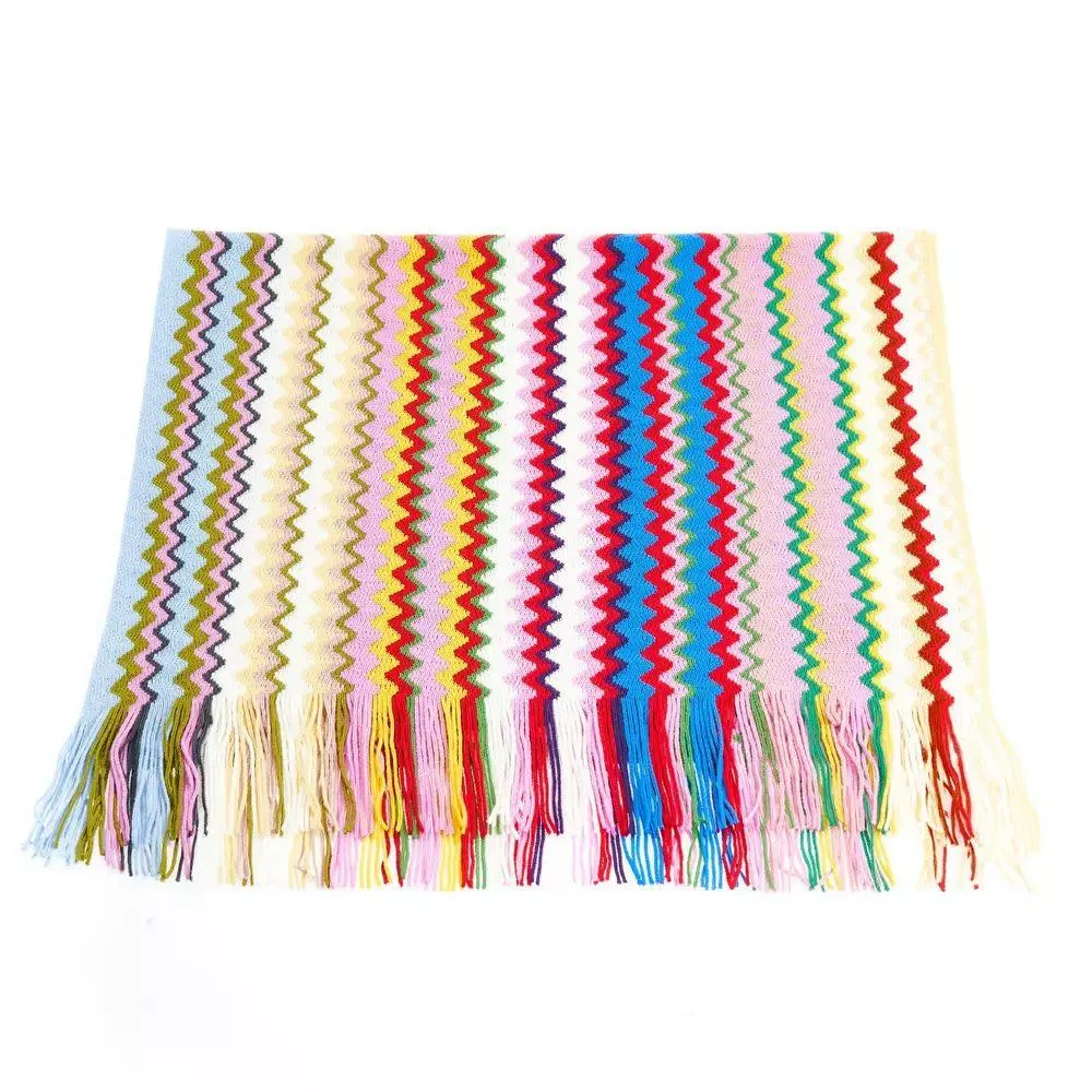 Missoni Geometric Patterned Fringed Scarf in Vibrant Hues
