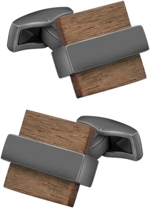Mr.Van Natural Wood Cufflinks Men's Handcrafted Square Wood Cuff Links Set Classic Wedding Business Gift for Men