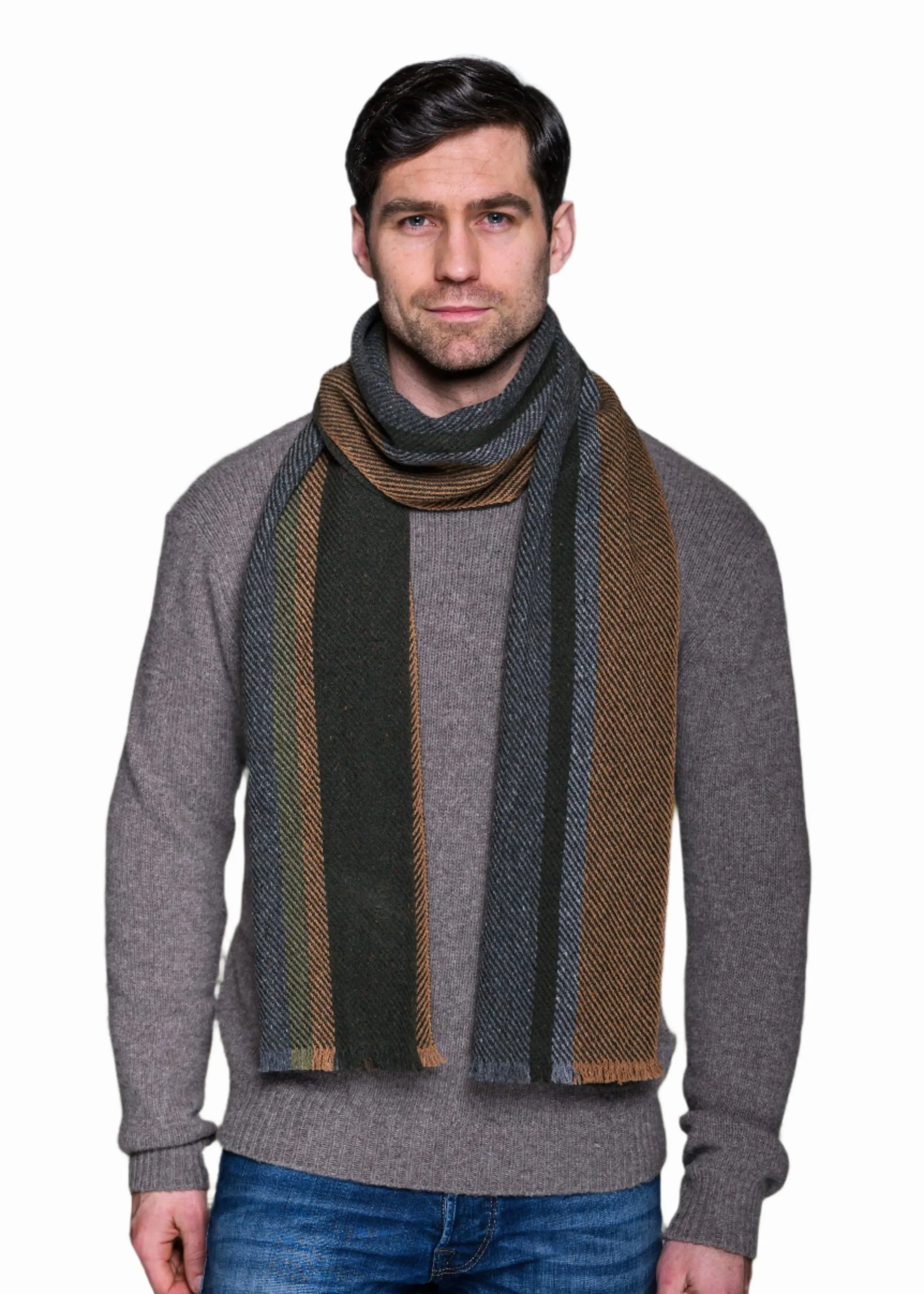 Mucros Donegal Scarf | Stripe Herringbone