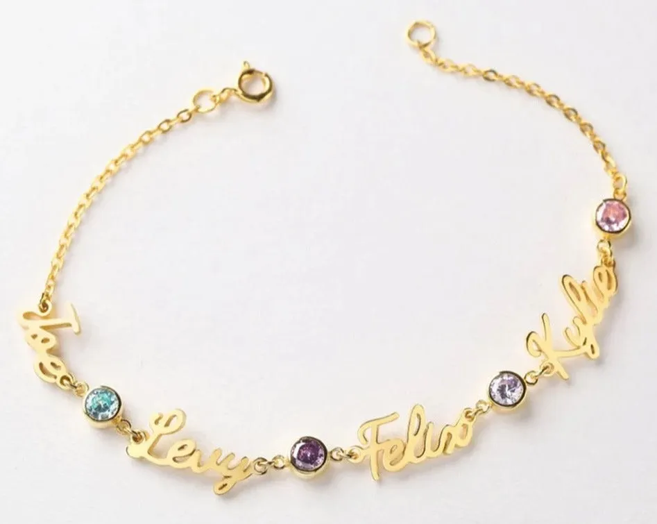 Multi-Name Birthstone Bracelet
