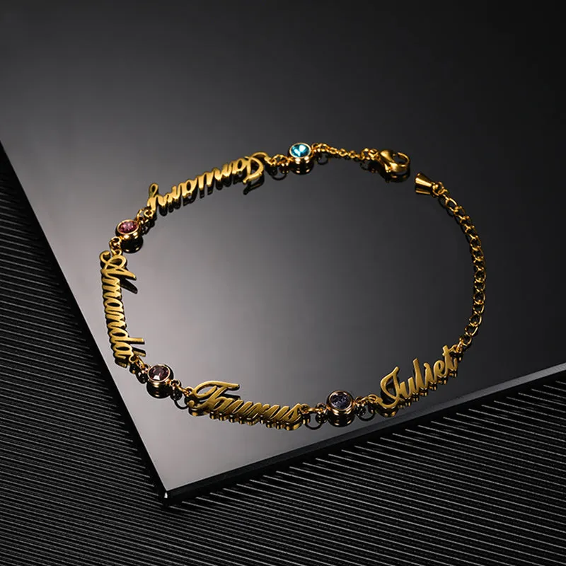 Multi-Name Birthstone Bracelet