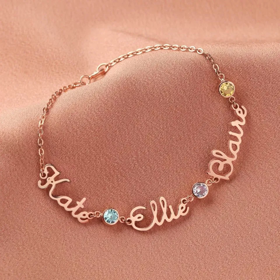 Multi-Name Birthstone Bracelet