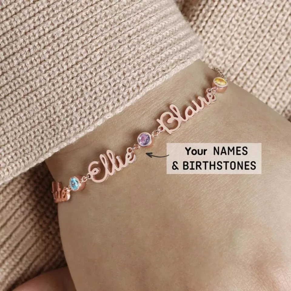 Multi-Name Birthstone Bracelet