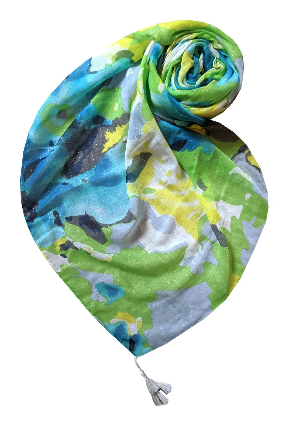 Multi Wear Coverup Sarong Wrap in Luminous Blooms Print Lime