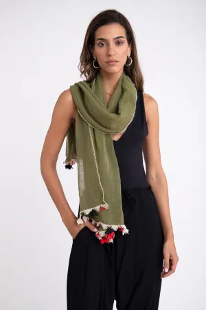 Najaf Crochet Green Scarf