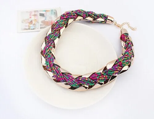 New fashion Bohemian style Punk Fashion Simple Metal braid Twist Chain necklaces & pendants woman's Necklace