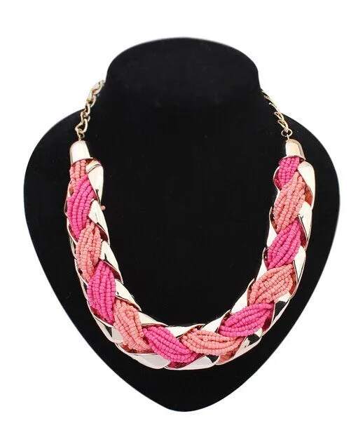 New fashion Bohemian style Punk Fashion Simple Metal braid Twist Chain necklaces & pendants woman's Necklace