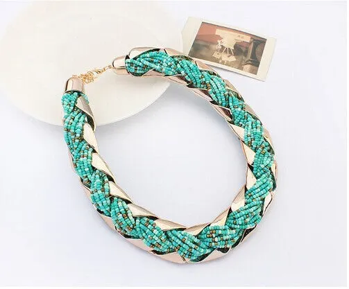 New fashion Bohemian style Punk Fashion Simple Metal braid Twist Chain necklaces & pendants woman's Necklace