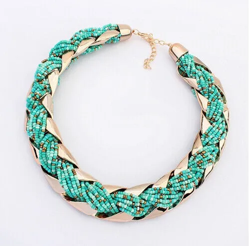 New fashion Bohemian style Punk Fashion Simple Metal braid Twist Chain necklaces & pendants woman's Necklace