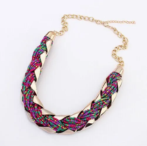 New fashion Bohemian style Punk Fashion Simple Metal braid Twist Chain necklaces & pendants woman's Necklace