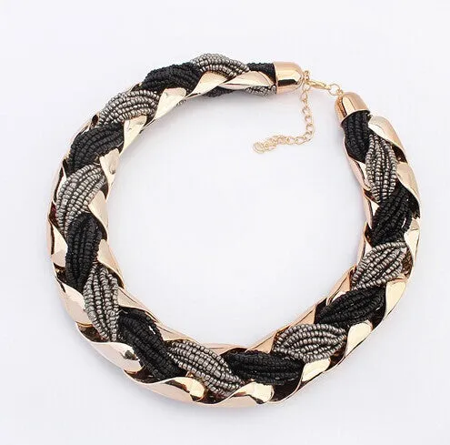 New fashion Bohemian style Punk Fashion Simple Metal braid Twist Chain necklaces & pendants woman's Necklace