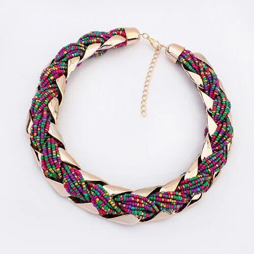 New fashion Bohemian style Punk Fashion Simple Metal braid Twist Chain necklaces & pendants woman's Necklace