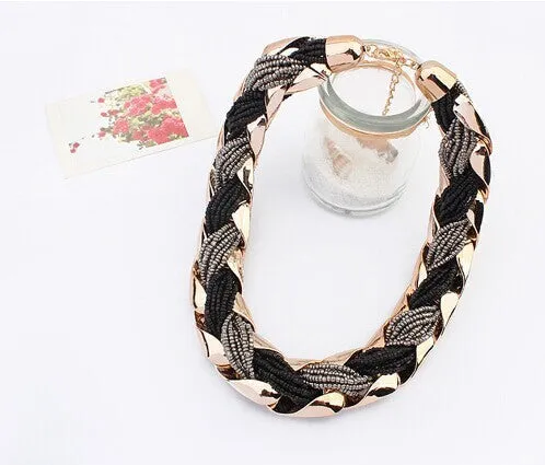 New fashion Bohemian style Punk Fashion Simple Metal braid Twist Chain necklaces & pendants woman's Necklace