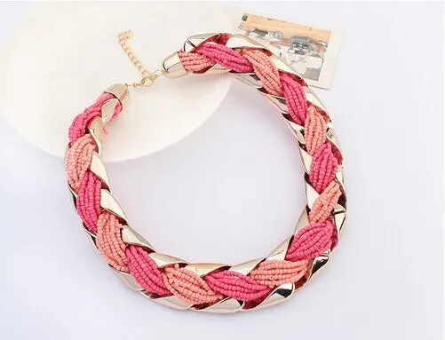 New fashion Bohemian style Punk Fashion Simple Metal braid Twist Chain necklaces & pendants woman's Necklace
