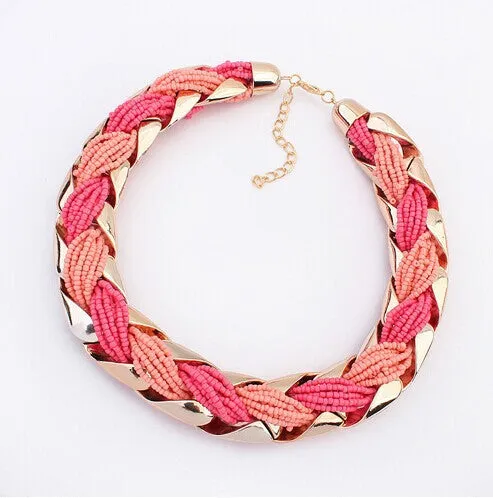 New fashion Bohemian style Punk Fashion Simple Metal braid Twist Chain necklaces & pendants woman's Necklace
