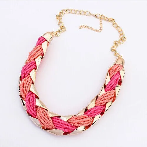 New fashion Bohemian style Punk Fashion Simple Metal braid Twist Chain necklaces & pendants woman's Necklace