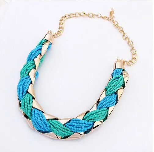 New fashion Bohemian style Punk Fashion Simple Metal braid Twist Chain necklaces & pendants woman's Necklace