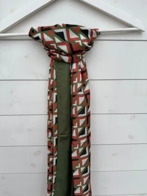Olive Green Patterned Cotton Scarf