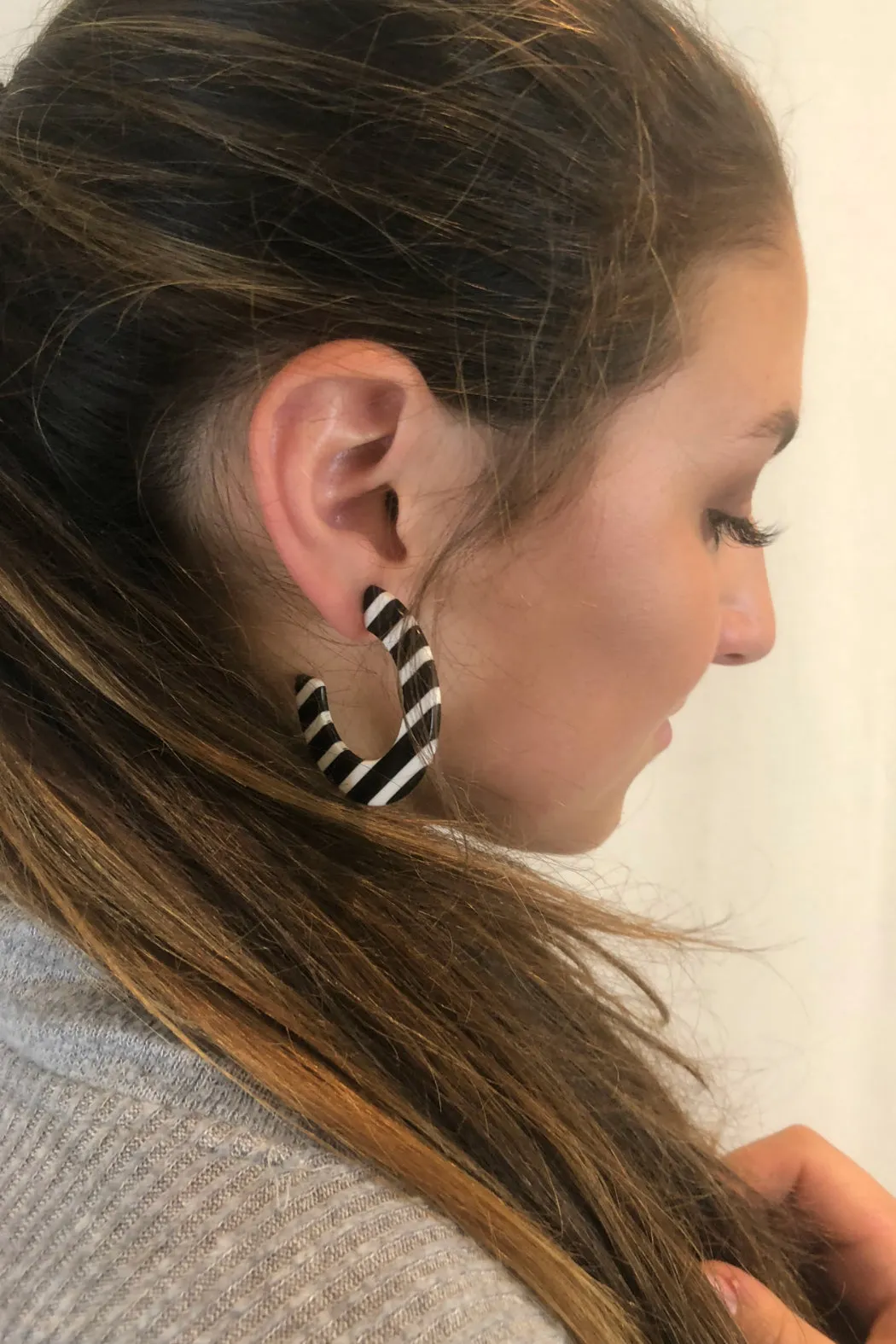 Oreo Striped  Resin Earrings