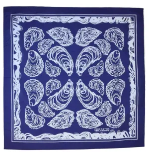 Oyster Shell Bandana in Royal Blue, Hand Printed Handkerchief, 100% Cotton, Hair Scarf, 22" x 22", Head Wrap, Pet Scarf, Handmade Kerchief