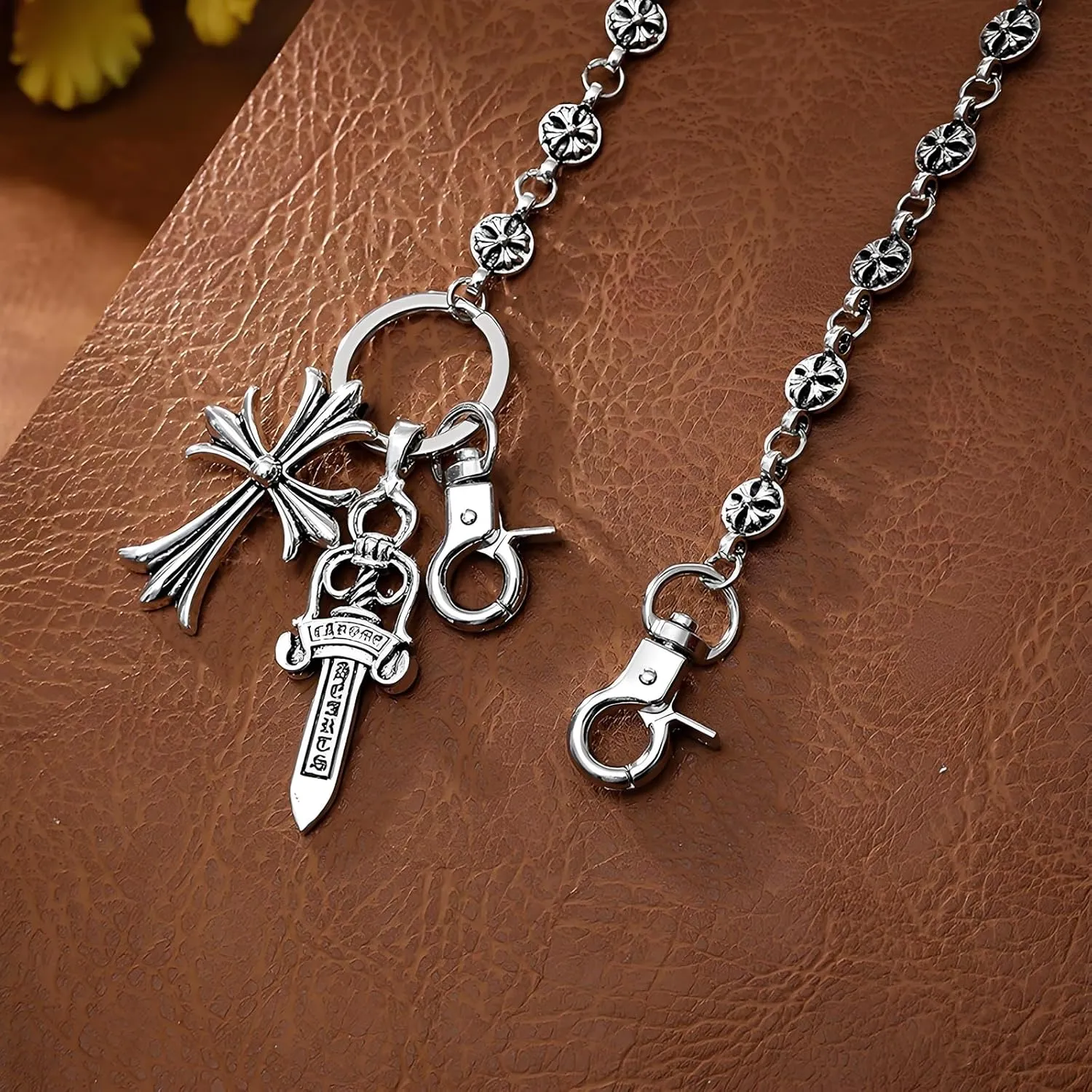 Pants Chain for Men & Women - Biker Cross Wallet Chain. Trousers Pocket & Belt Key Chains