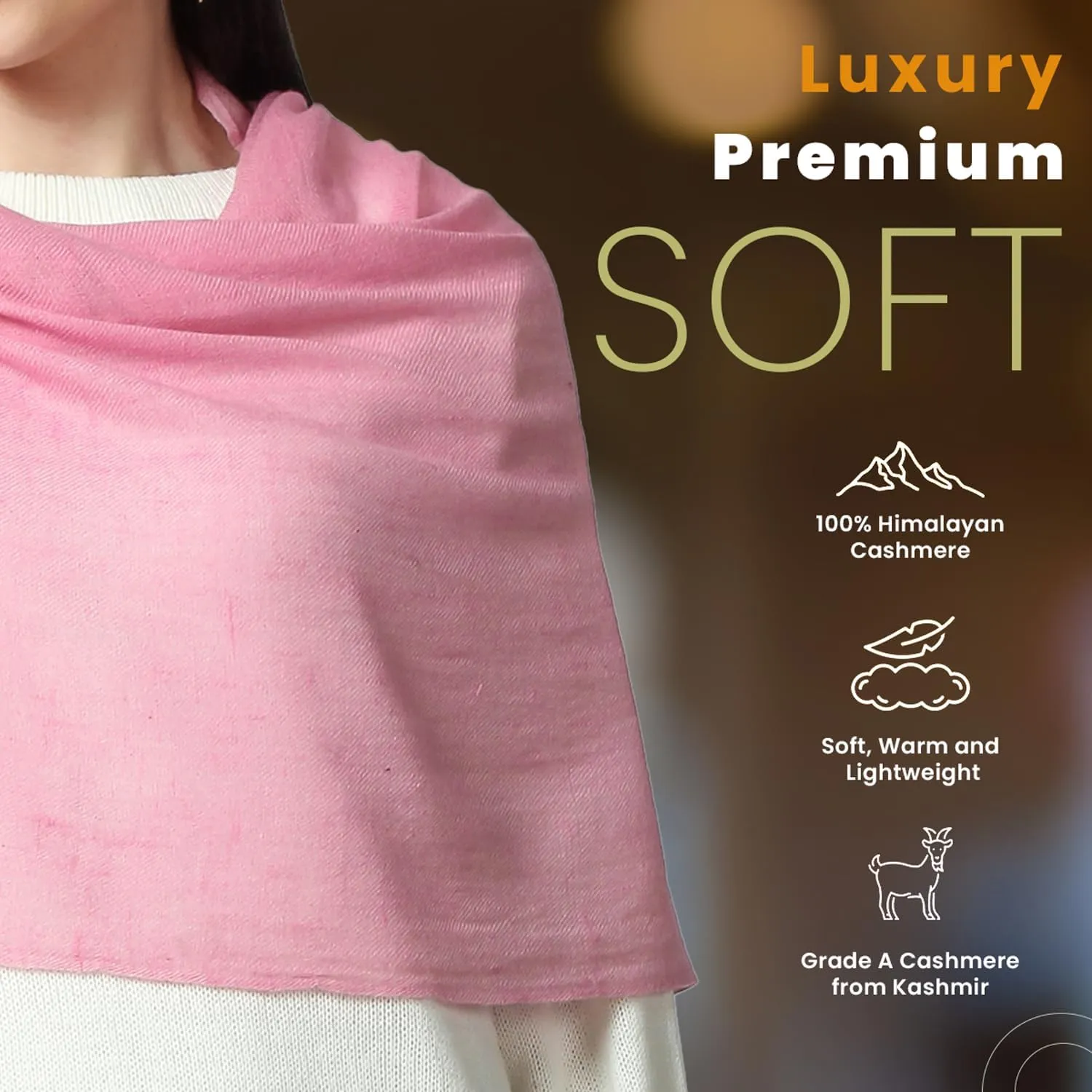 PASHWRAP 100% Himalayan Cashmere Wrap | Lightweight Cashmere Scarf | Ultra Thin Kashmiri Pashmina Shawl | Ideal For Travel