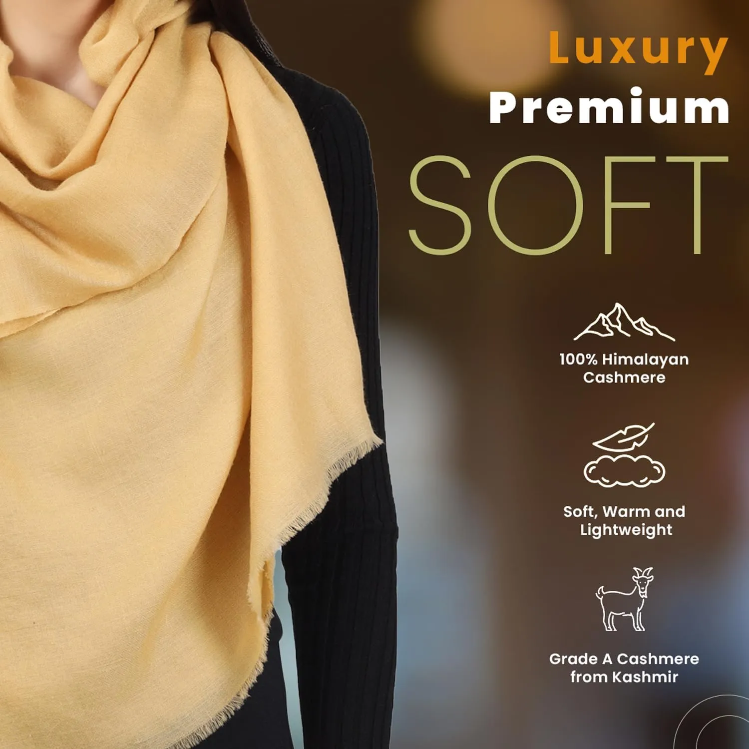 PASHWRAP 100% Himalayan Cashmere Wrap | Lightweight Cashmere Scarf | Ultra Thin Kashmiri Pashmina Shawl | Ideal For Travel