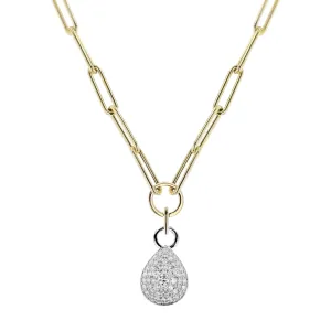 Pave Pendant Paperclip Chain Necklace