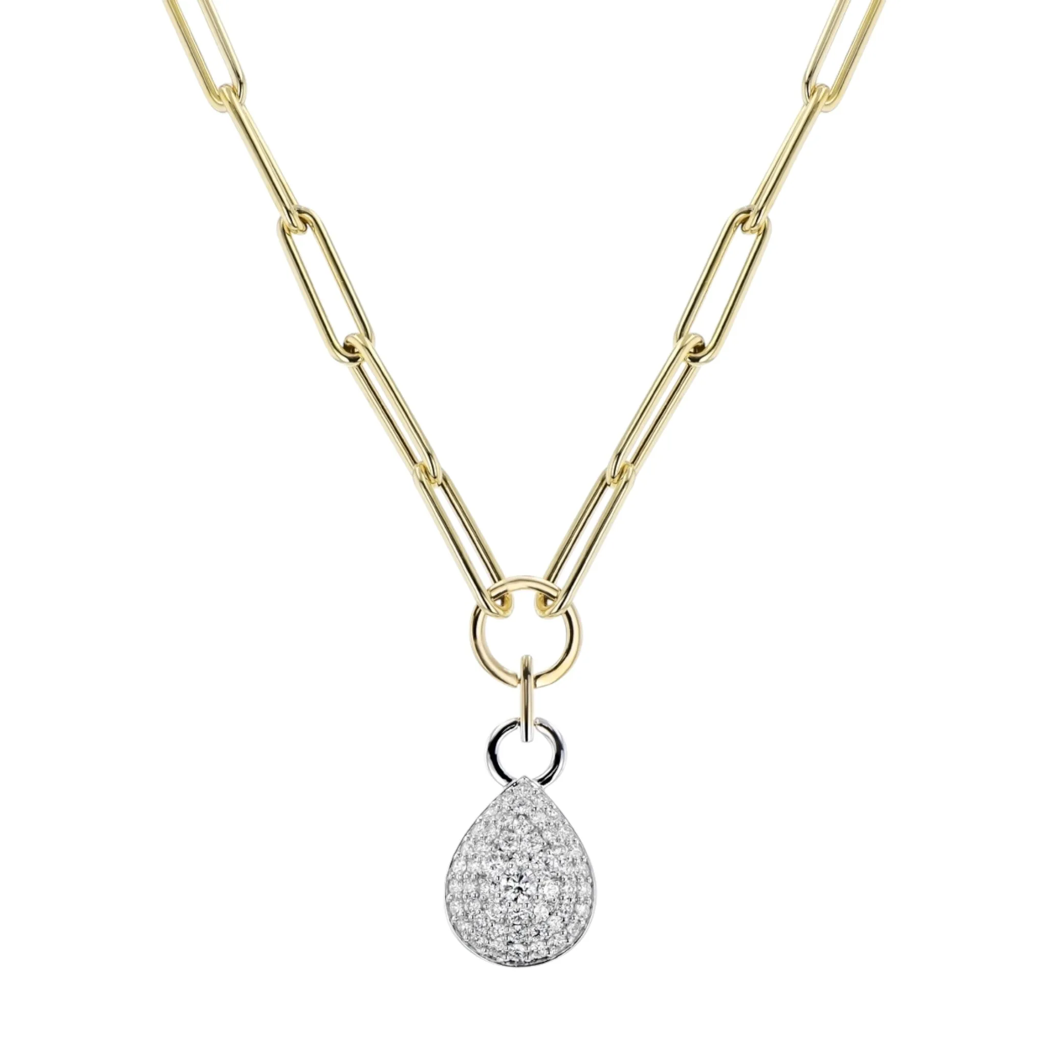 Pave Pendant Paperclip Chain Necklace