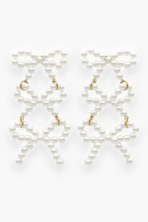 Pearl Bow Design Earrings