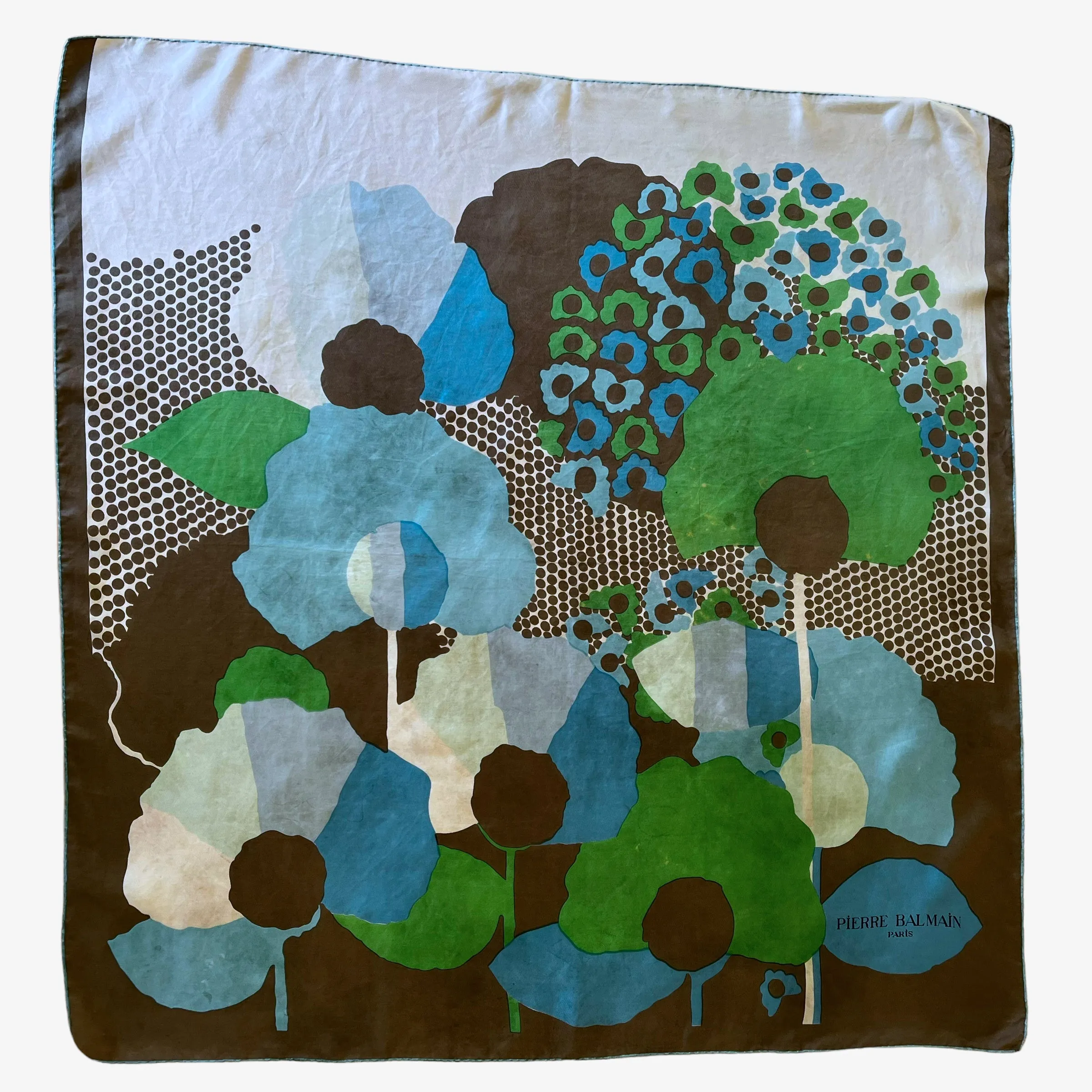 Pierre Balmain Paris Peacock Print Silk Scarf