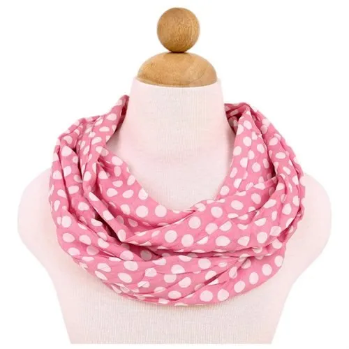 Premium Viscose Polka Dot Infinity Loop Fashion Scarf (Diff Colors Avail), Pink