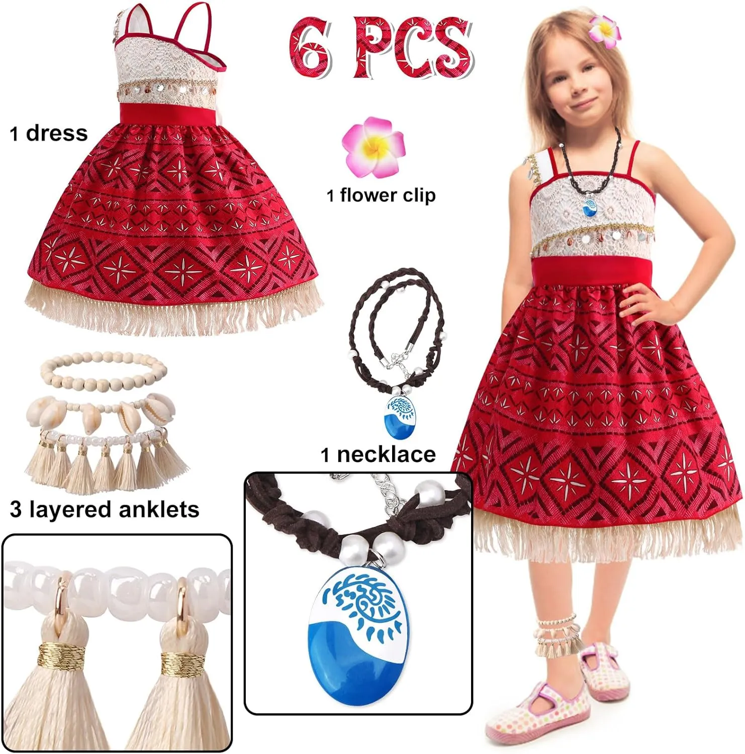 Princess Costume for Girls,Princess Dress for Kids with Accessories,Halloween Costume for Girls Kids Dress Up