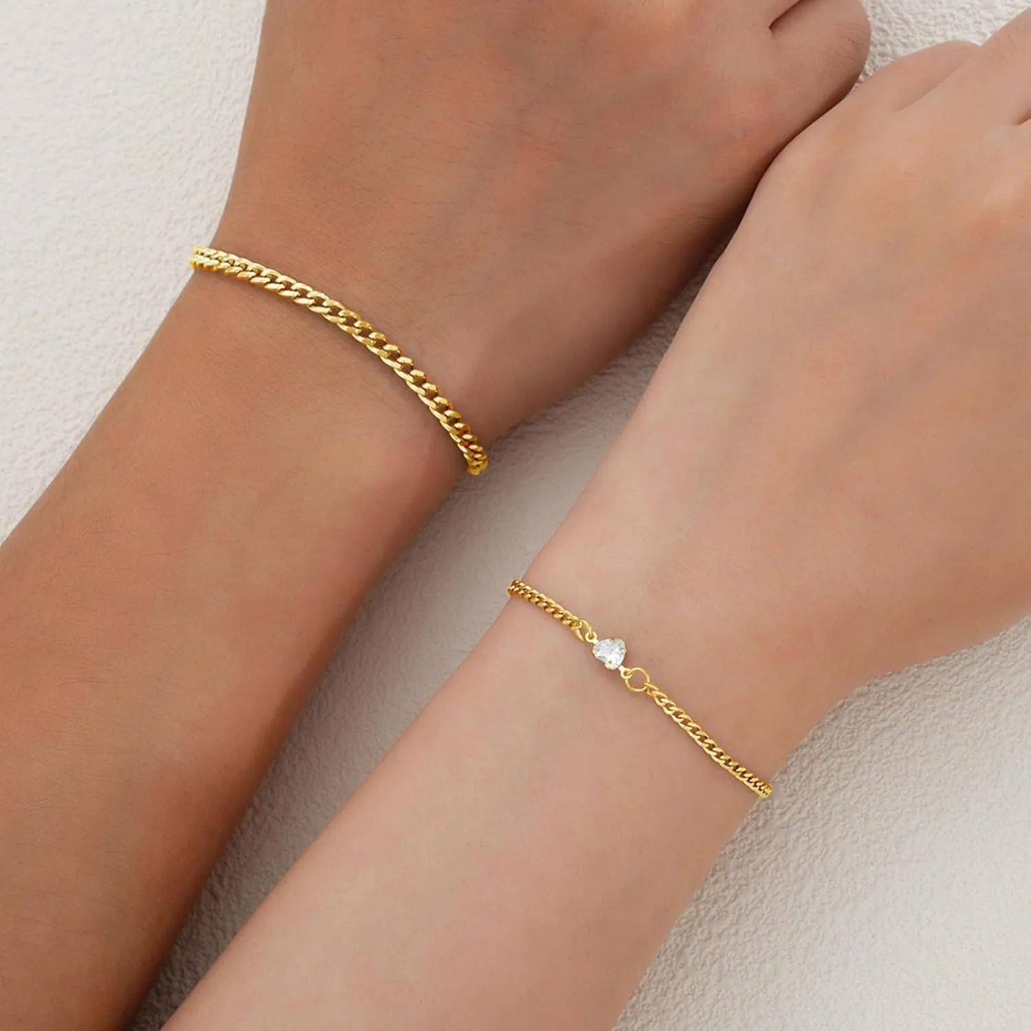 Promise Couple Bracelets for Women Men Permanent Bracelets for Couples Soulmate Distance Relationship Bracelet Stainless steel Matching Bracelets Locked Bracelet Heart Rhinestone Gold Silver Cuban Chain