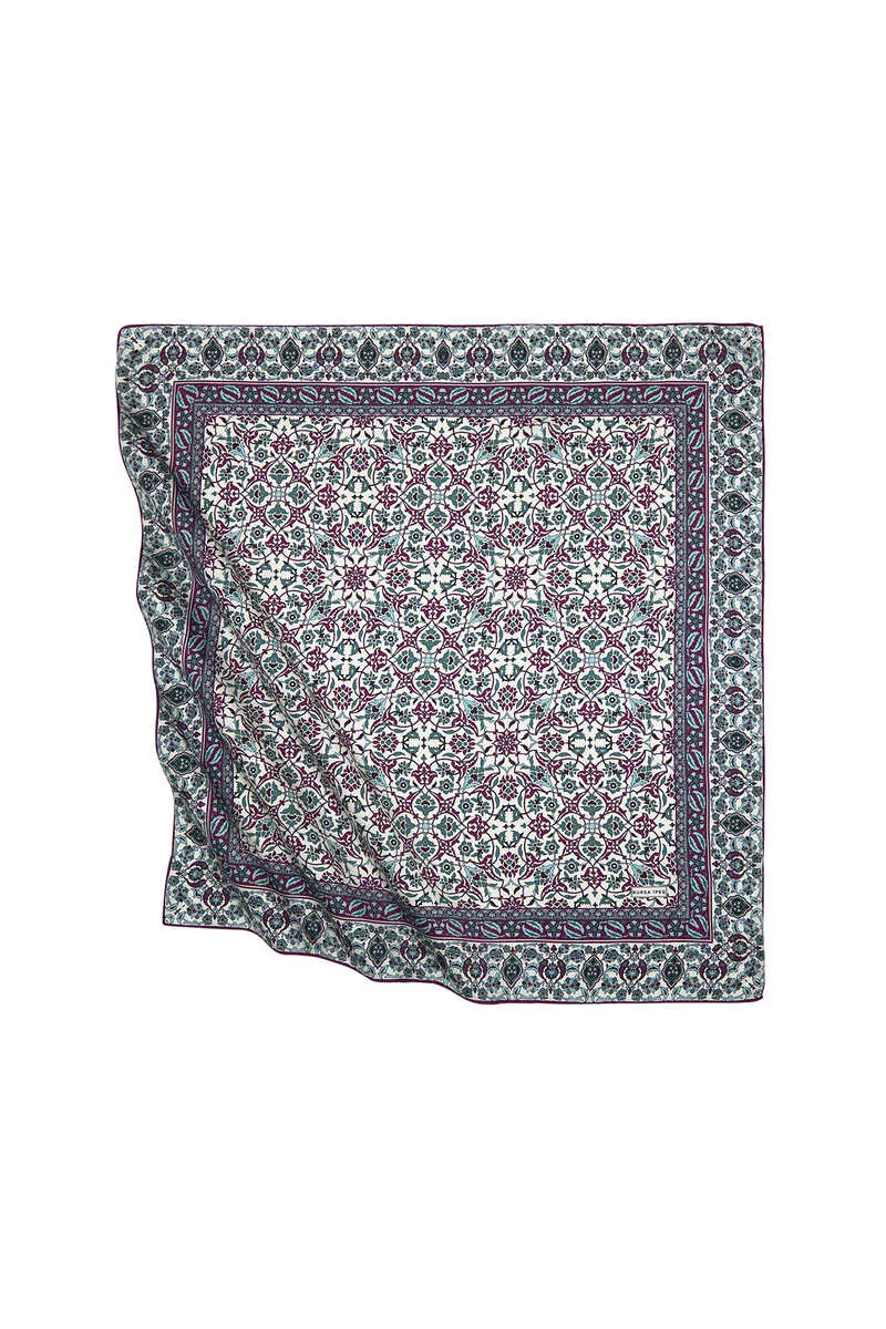 Purple Mint Turkish Patterned Tile Pattern Silk Square Scarf