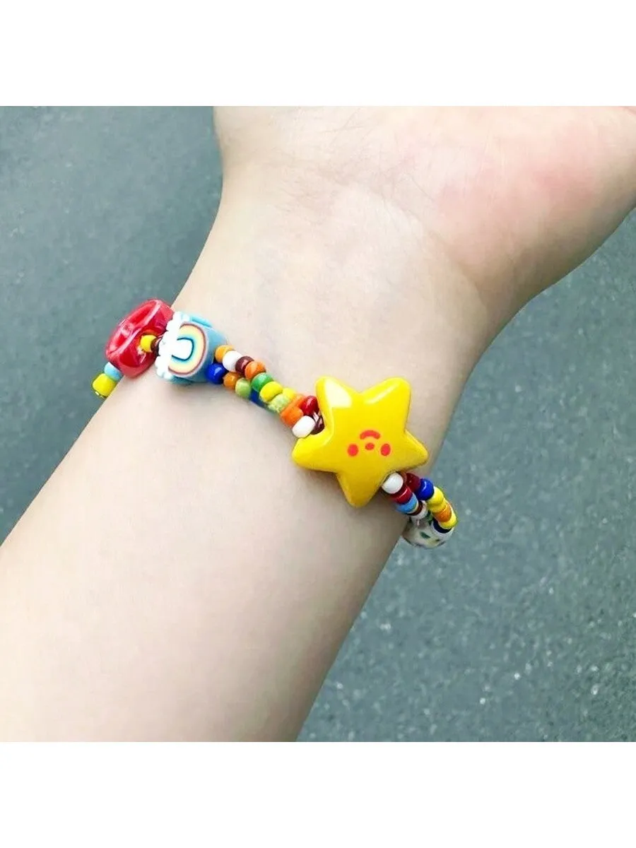 Rainbow and Star Colorful Bracelet Creative Jewelry Stackable Bracelet Crafted