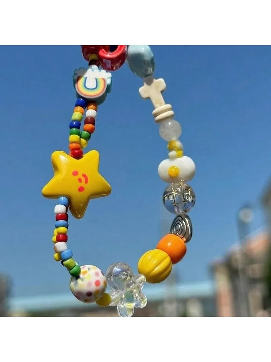 Rainbow and Star Colorful Bracelet Creative Jewelry Stackable Bracelet Crafted