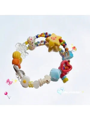 Rainbow and Star Colorful Bracelet Creative Jewelry Stackable Bracelet Crafted