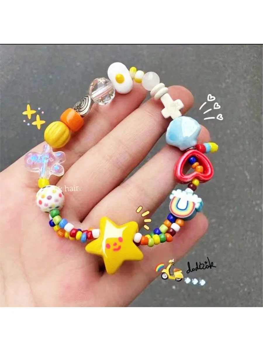 Rainbow and Star Colorful Bracelet Creative Jewelry Stackable Bracelet Crafted