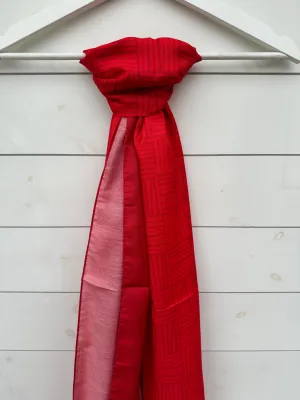 Red Lined Jacquard Scarf