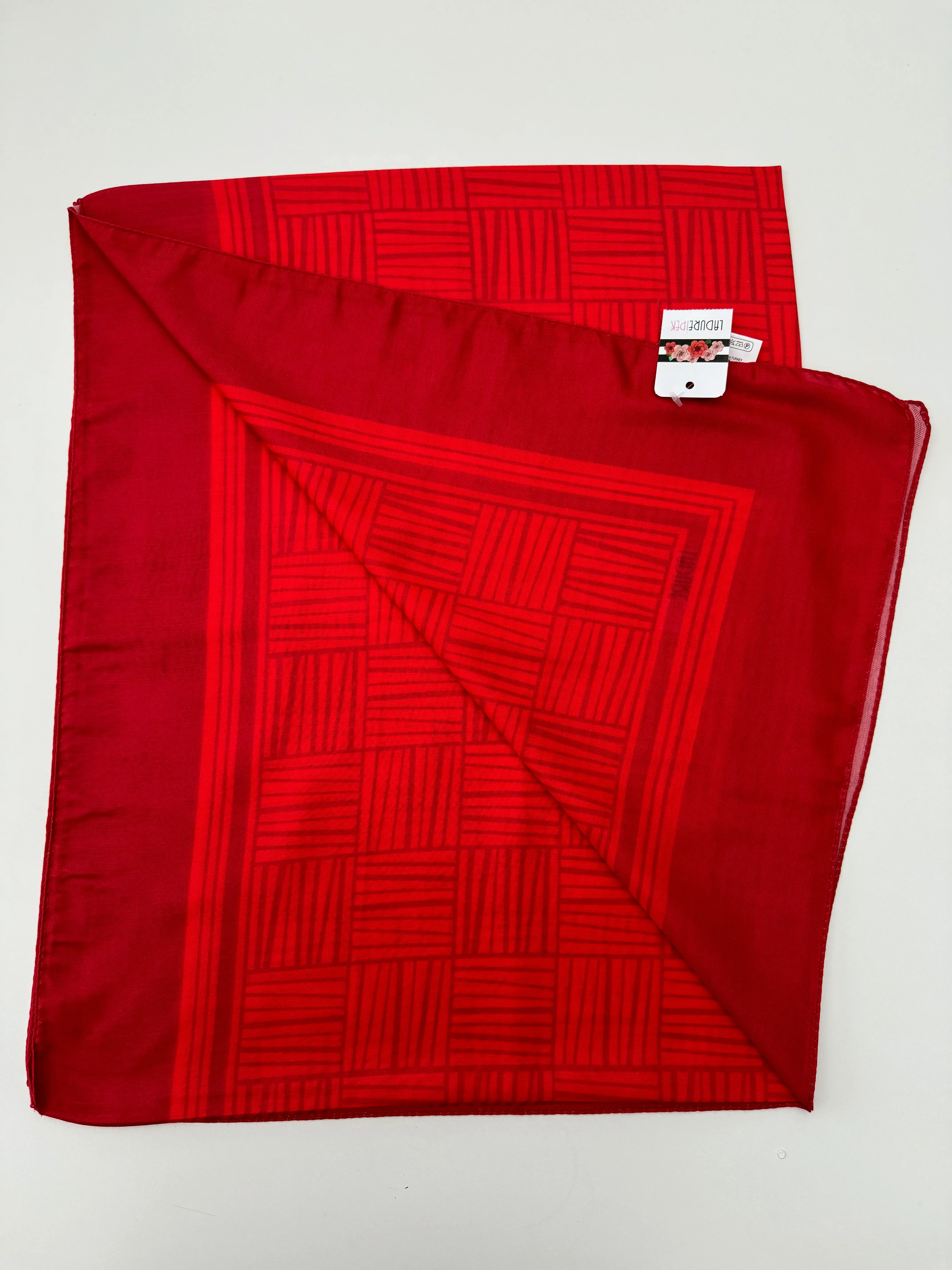 Red Lined Jacquard Scarf