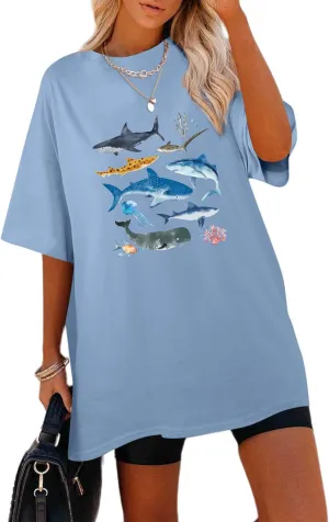 Remidoo Women's Casual Short Sleeve Graphic Oversized T Shirt Loose Letter Print Tee Top Blouse