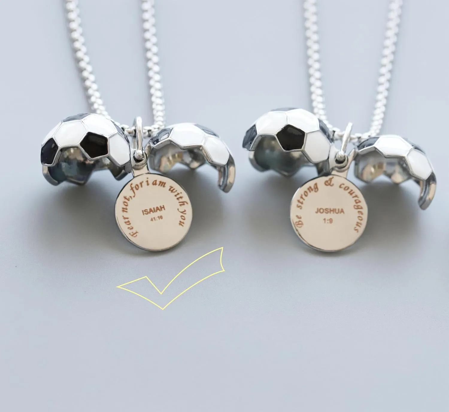 Rnivida Soccer Jewelry Gifts Engraved Christian Bible Verse,Soccer Pendant Necklace to Hold photos Inside for Men and Women