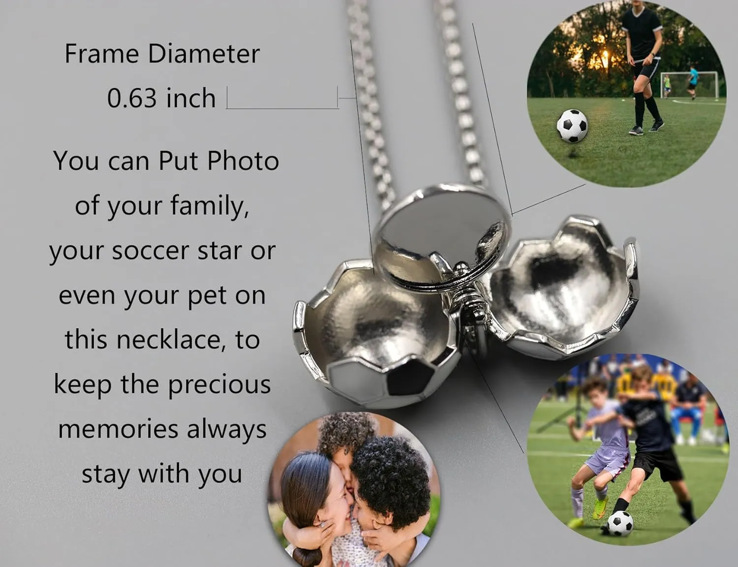Rnivida Soccer Jewelry Gifts Engraved Christian Bible Verse,Soccer Pendant Necklace to Hold photos Inside for Men and Women