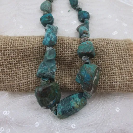 Rustic Chrysolla Big Gemstone Bead Statement  Necklace