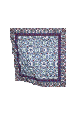 Saks Red Turkish Patterned Tile Pattern Silk Square Scarf
