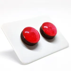 Scarlet Red Shimmer Stud Earrings by Candi Cove Designs