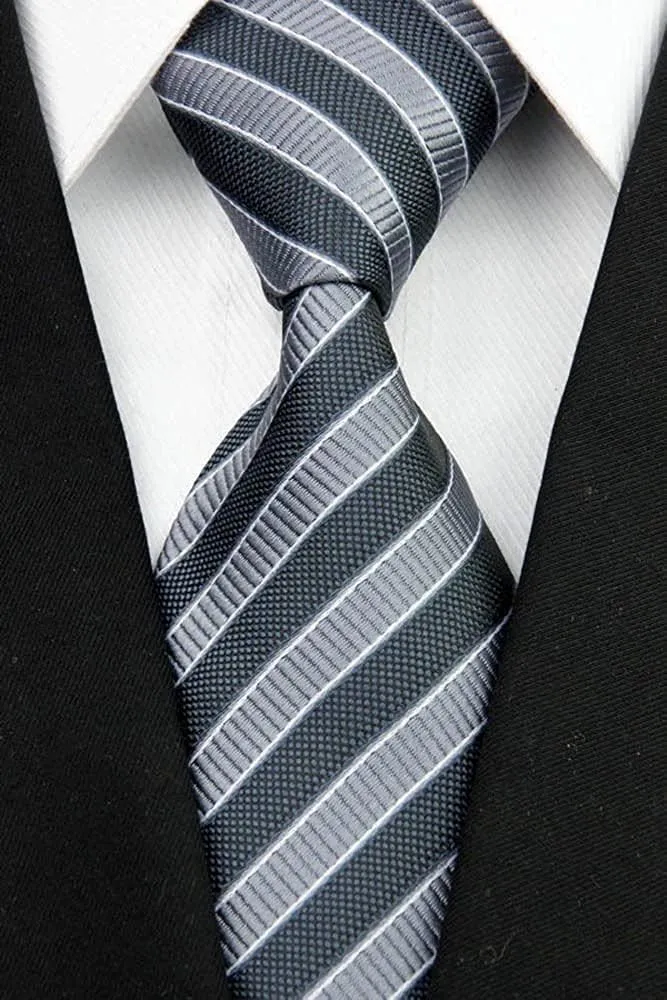 Secdtie Men's Classic Stripe Jacquard Woven Silk Tie Formal Party Suit Necktie