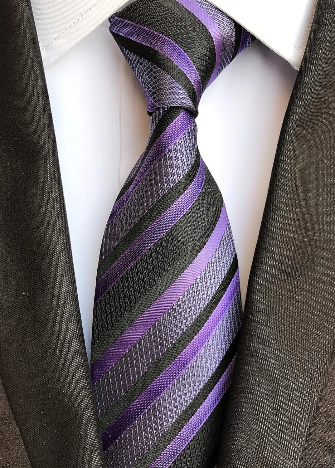 Secdtie Men's Classic Stripe Jacquard Woven Silk Tie Formal Party Suit Necktie