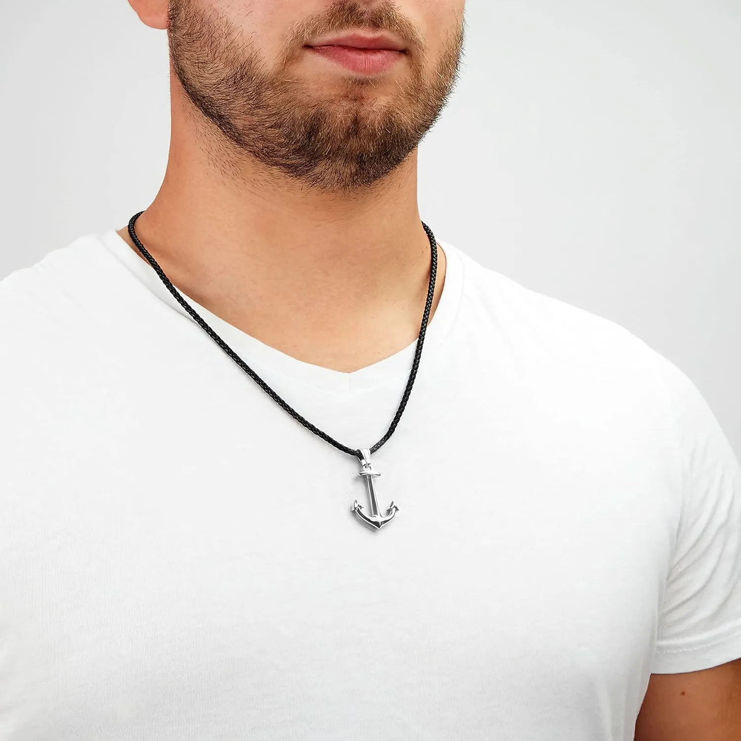 SERASAR Premium Leather Necklace Men | Stainless Steel Pendant | Secure Clasp | Three Colors | Jewelry Box Included
